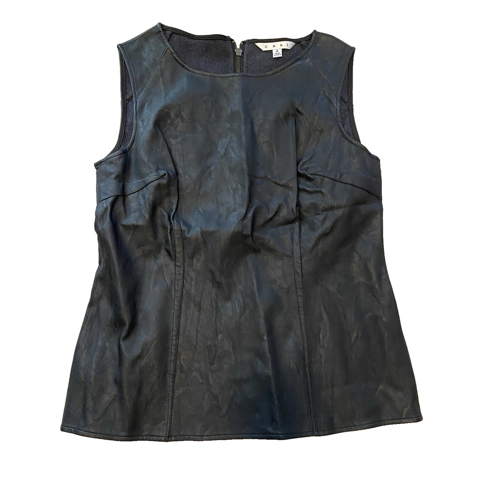 Cabi Womens Faux Leather Top Size 4 Black Biker Goth Punk Witchy Whimsigoth